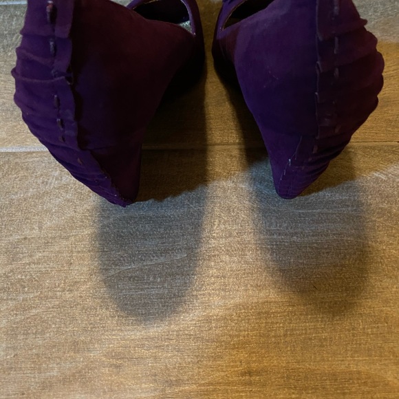 Purple suede wedge heels open toe - Picture 3 of 4
